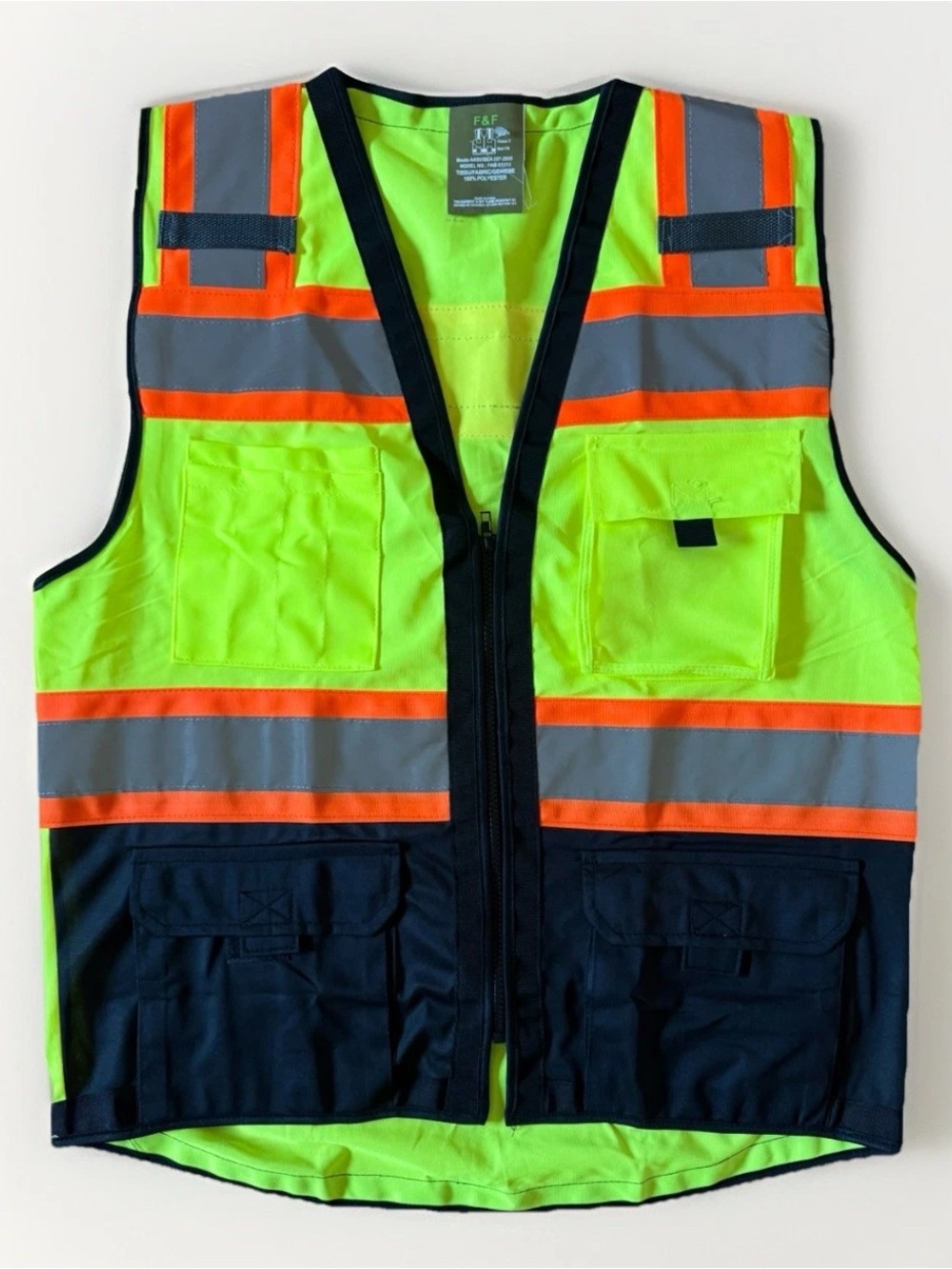 F&F Safety Green Sz M Vest Pocket Type R Class 2 Not FR Meets ANSI/ISEA 107-2020